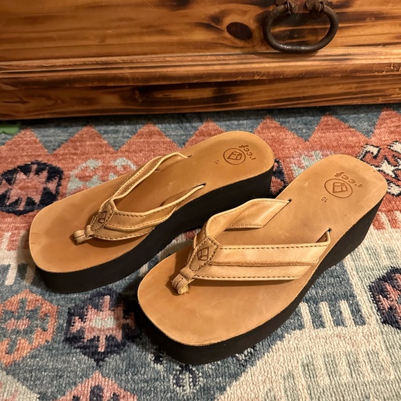Reef leather platform/wedge flip flop - Picture 2 of 5